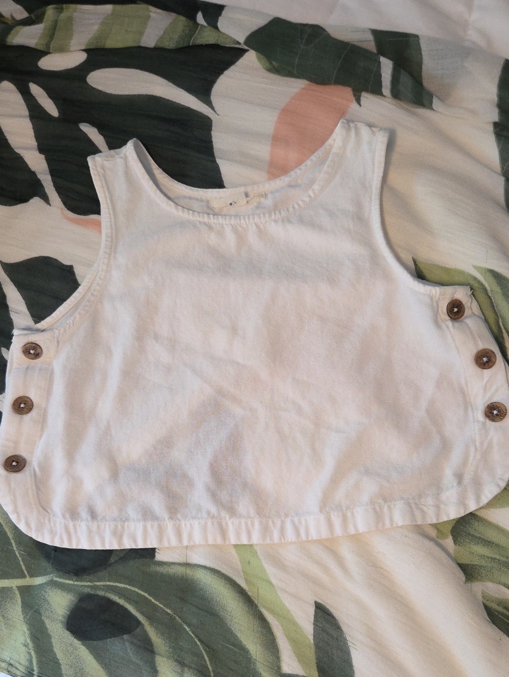 XS O'Neill Sleeveless Crop Top, Button Design On Both Sides & Split Open Back